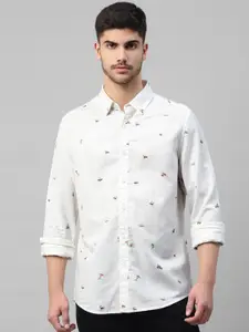 Royal Enfield Printed Slim Fit Opaque Linen Casual Shirt