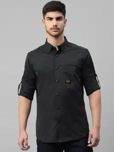 Royal Enfield Men Roll-Up Sleeves Slim Fit Opaque Casual Shirt