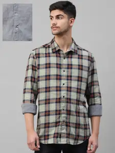 Royal Enfield Checked Reversible Cotton Slim Fit Casual Shirt
