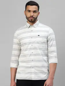 Royal Enfield Slim Fit Horizontal Stripes Striped Cotton Casual Shirt