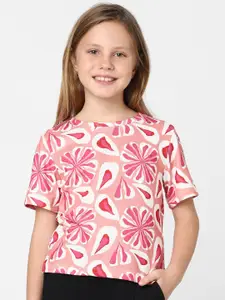 KIDS ONLY Girls Floral Printed Round Neck T-shirt
