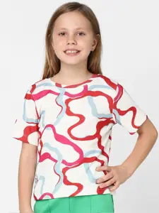 KIDS ONLY Girls Abstract Printed Round Neck T-shirt