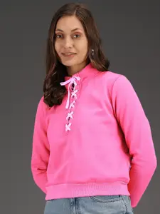 Kotty Round Neck Tie-Up Fleece Sweatshirt
