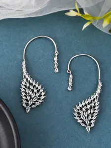 Silvermerc Designs Silver-Plated American Diamond Contemporary Ear Cuff Earrings