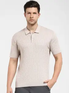 SELECTED Self Design Polo Collar Cotton T-shirt