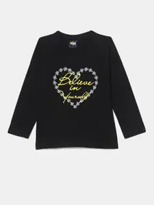 V-Mart Girls Typography Printed Cotton T-Shirt
