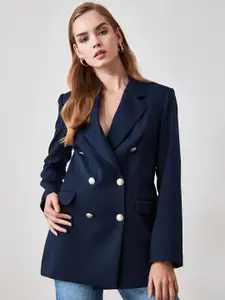 Trendyol Double-Breasted Notched Lapel Casual Blazer