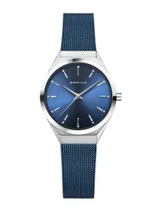 BERING Women Dial & Blue Stainless Steel Bracelet Style Straps Analogue Watch 18729-307