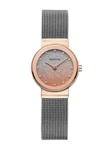 BERING Women Embellished Stainless Steel Bracelet Style Straps Analogue Watch 10126-0663