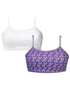DChica Girls Set Of 2 Printed Non Padded All Day Comfort Sports Beginners Bra