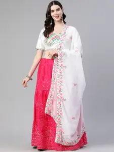 Readiprint Fashions Embroidered Mirror Work Unstitched Lehenga & Blouse With Dupatta