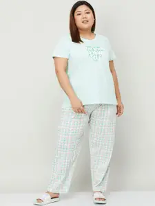 Nexus by Lifestyle by Lifestyle Plus Size Typography Printed Pure Cotton Night Suit
