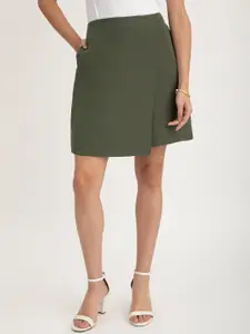 FableStreet Front Overlap Panel Linen Mini Skort