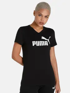 Puma Women ESS V-Neck Regular Fit Cotton T-Shirt