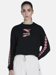 Puma Women Evide Crew Brand Logo-Printed Cotton Sweatshirt
