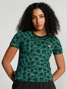 Puma Women DOWNTOWN Printed Slim-Fit Cotton T-Shirt