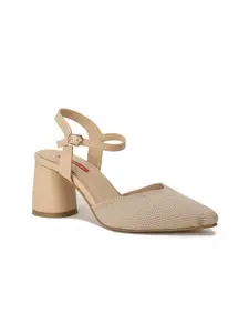 Bata Textured Pointed Toe Block Heels