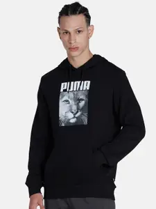 Puma Men Cat Graphic-Printed Cotton Hoodie Regular Fit Sweatshirt