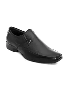 Fashion Victim Men Textured Square-Toe Leather Formal Slip-On Shoes