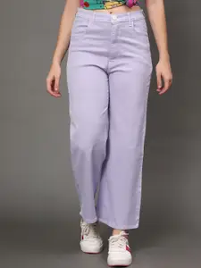 AngelFab Women Jean Wide Leg High-Rise Cotton Jeans