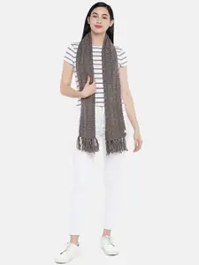 Magic Needles Women Acrylic Scarf With Tassels