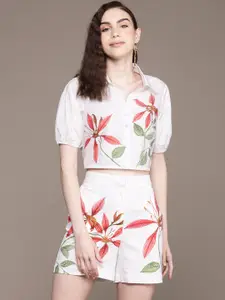 Label Ritu Kumar Floral Printed Pure Cotton Top with Shorts