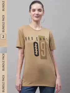 MACK JONNEY Pack Of 2 Typography Printed Cotton T-shirt