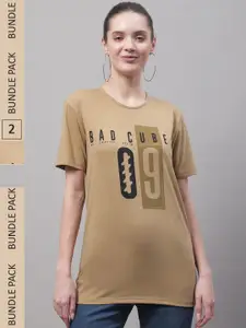 MACK JONNEY Pack Of 2 Typography Printed Cotton T-shirt