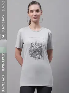 MACK JONNEY Pack Of 2 Typography Printed Round Neck Cotton T-shirts