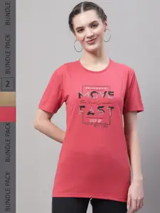 MACK JONNEY Pack Of 2 Typography Printed Cotton T-shirt