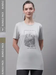 MACK JONNEY Pack Of 2 Typography Printed Cotton T-shirt