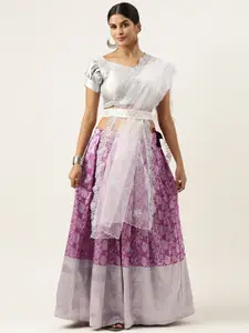 Fabcartz Unstitched Zari Lehenga & Blouse With Dupatta