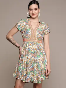 Label Ritu Kumar Ethnic Motifs Print Fit & Flare Dress