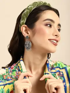 Sangria Women Oxidised Circular Drop Earrings