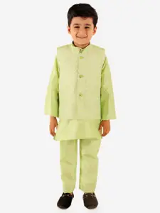 Superminis Boys Mandarin Collar Chikankari Kurta with Pyjamas