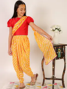 Superminis Girls Gotta Patti Top with Dhoti Pants & Attached Dupatta