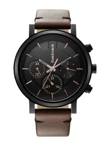Fastrack Men Textured Dial & Leather Straps Analogue Watch 3287NL01