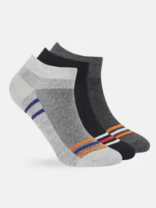 Mast & Harbour Men Set Of 3 Striped & Woven Design Ankle Length Socks