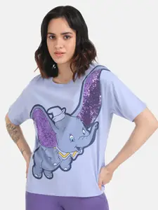 Kazo Dumbo Printed Loose Fit Embellished Cotton T-shirt