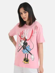 Kazo Minnie Mouse Printed Drop-Shoulder Sleeves Disney T-shirt
