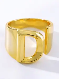 ZIVOM 18K Gold-Plated Initial D Adjustable Finger Ring
