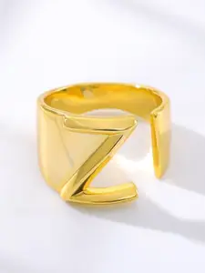 ZIVOM 18K Gold-Plated  Z Letter Hollow Chunky Adjustable Finger Ring