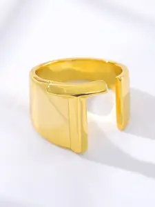 ZIVOM 18K Gold-Plated Initial Letter T Adjustable Finger Ring