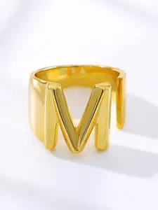 ZIVOM Women 18K Gold Plated Alphabet M Hollow Chunky Finger Ring