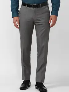 Peter England Elite Flat-Front Mid-Rise Slim Fit Formal Trousers