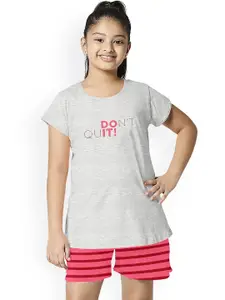 FUNKRAFTS Girls Typography Printed Pure Cotton Night Suit