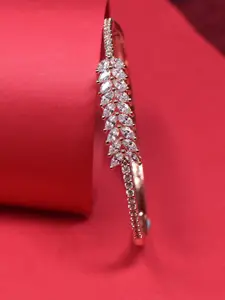 STEORRA JEWELS Women Gold-Plated American Diamond Kada Bracelet