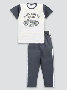 Todd N Teen Boys Typographic Printed Pure Cotton T-shirt with Trousers