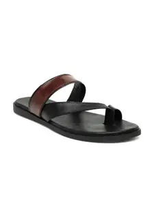 BEAVER Men Open One Toe Leather Comfort Sandals