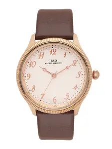IBSO Men Cream-Coloured Dial & Brown Leather Straps Analogue Watch S8119GCBR
